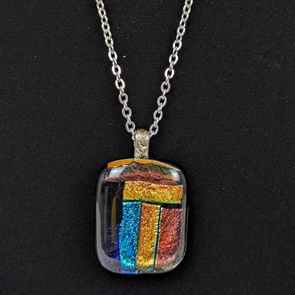 V. Metallic Art Glass Pendant Necklace - Picture 1 of 6